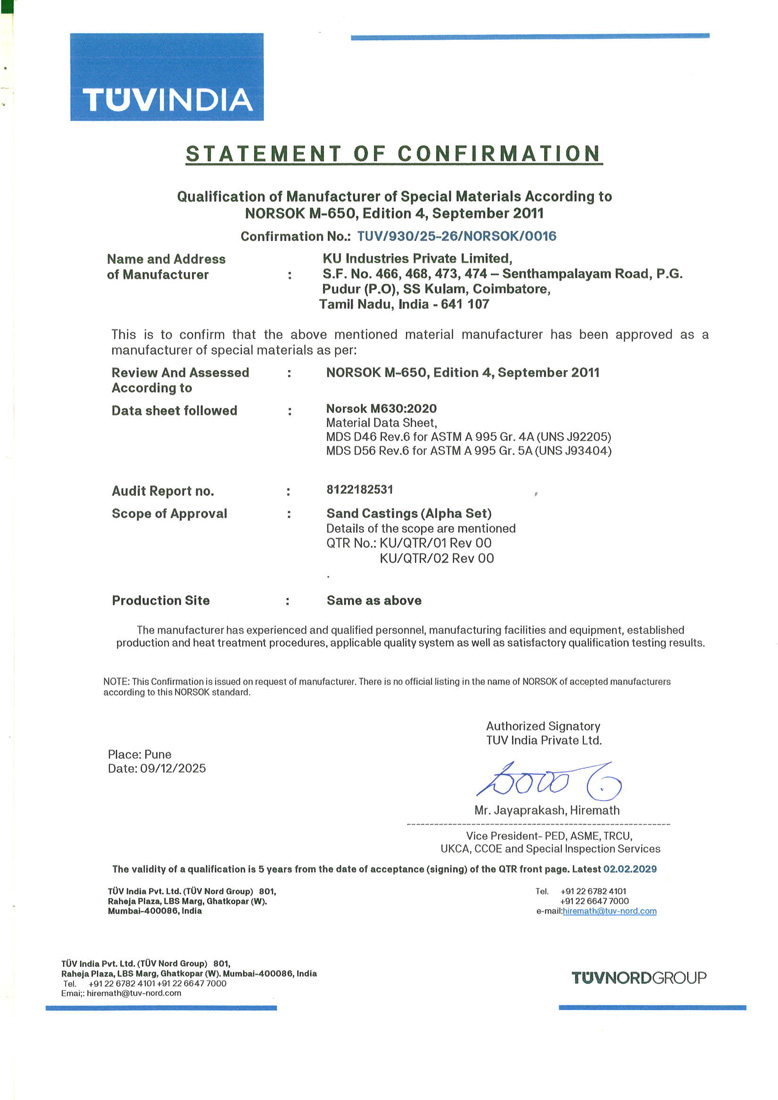 Statement Confirmation Certificate